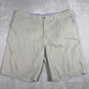 Tommy Bahama Shorts Mens 42 Khaki Silk Blend Chino Flat Front Casual Summer